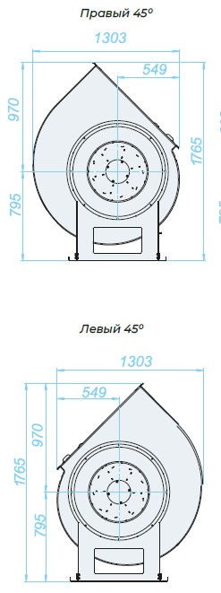 Аэродинамические характеристики, габаритно-присоединительные размеры — Вентилятор радиальный SVR 8 DU